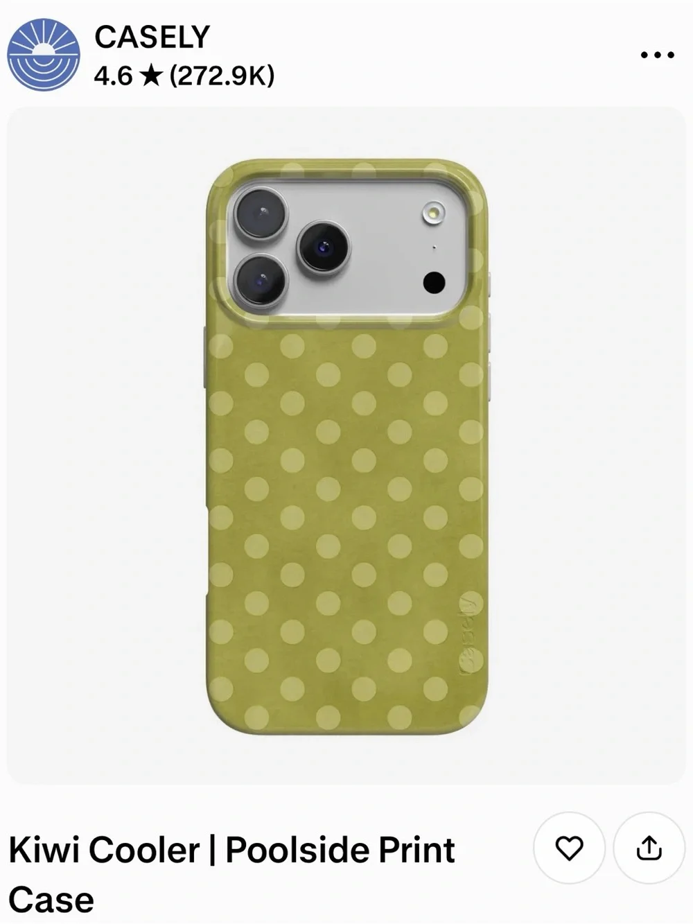 Casely Kiwi Cooler Poolside Print Phone Case iPhone 17 Pro Max- Green Polka Dot